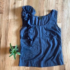 Anthropologie Sm Blue Ruffle Blouse w/Zipper